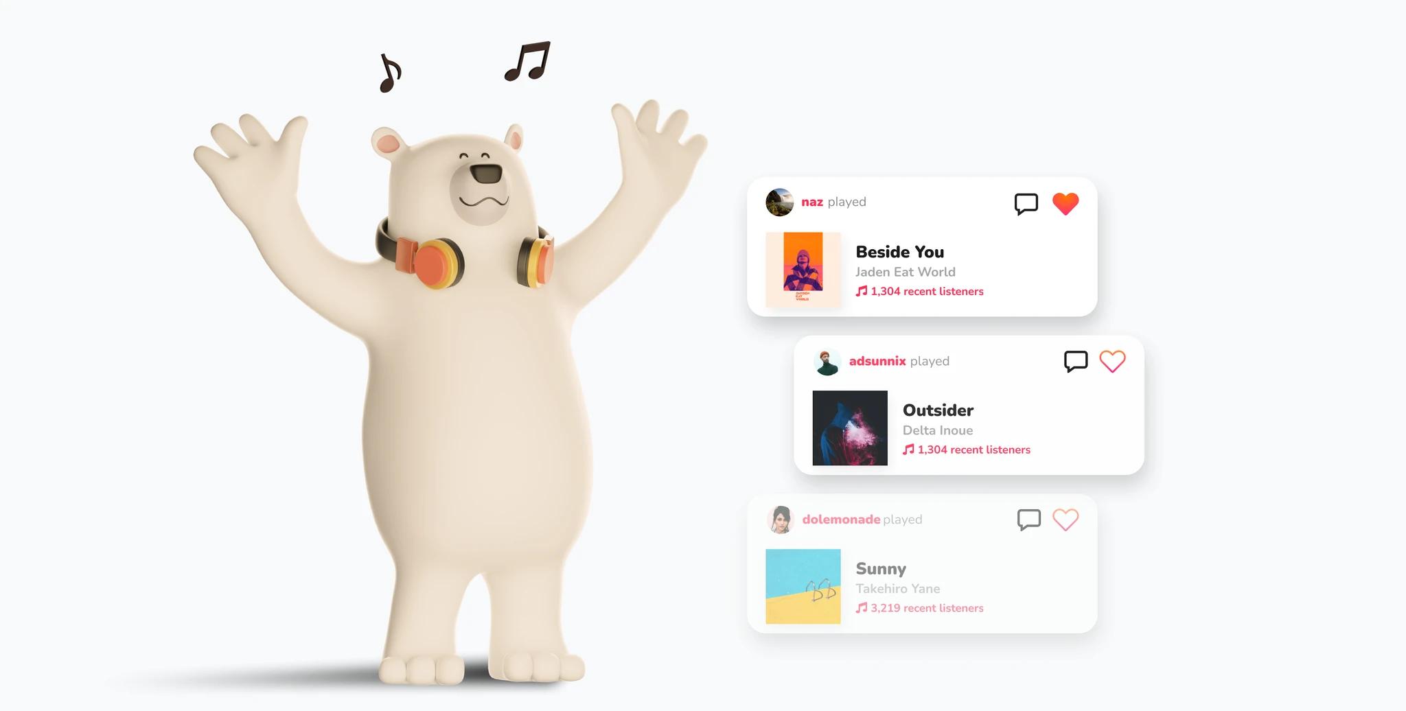 PULP app bear mascot character and UI elements