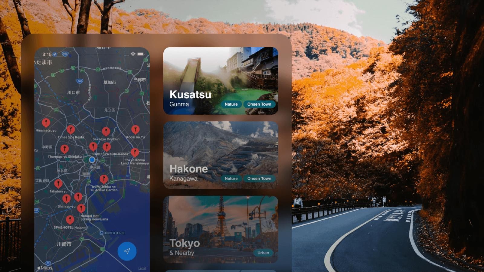 Onsen on a map