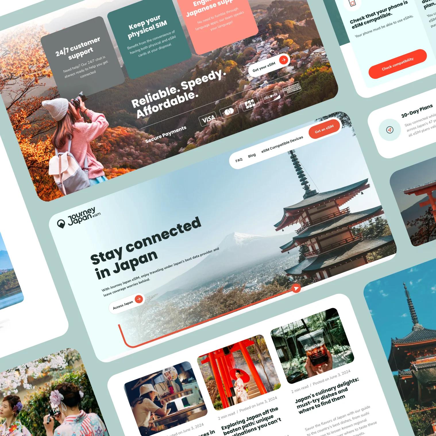 Journey Japan eSIM website design for travelers in Japan
