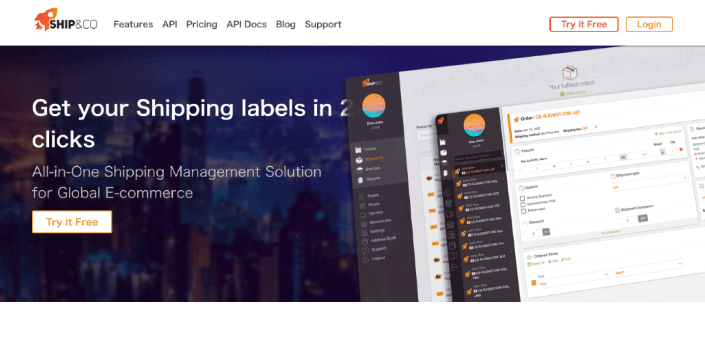 Ship&co before redesign